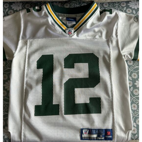 NFL Green Bay Packers Aaron Rogers #12 Reebok On Field White Jersey Youth S 8 - Picture 10 of 11